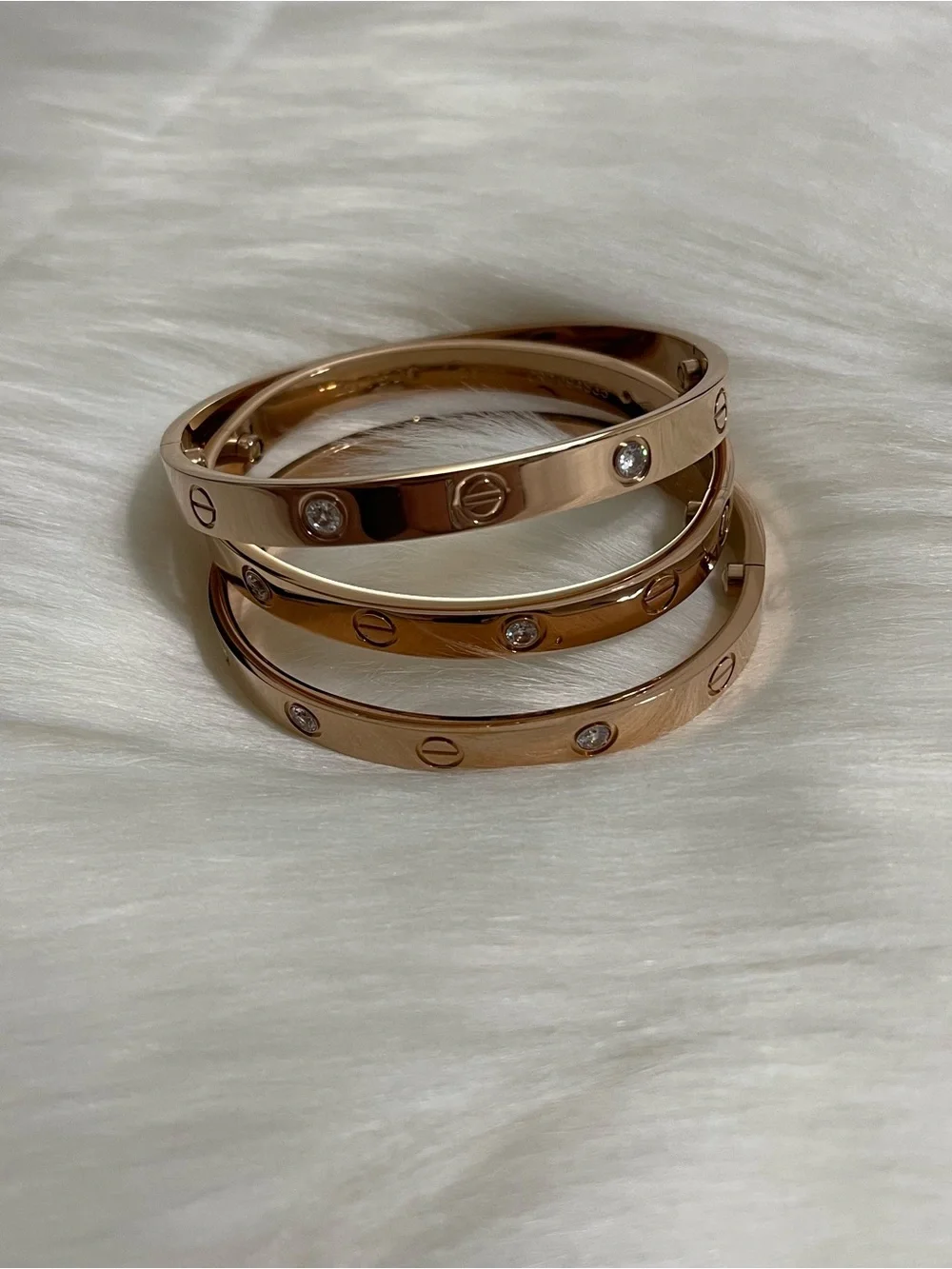 Generic Screw Bracelet with Screwdriver in Rose Gold with 4 Stones